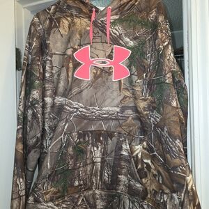 Under Armour Camo Hoodie with Pink Logo